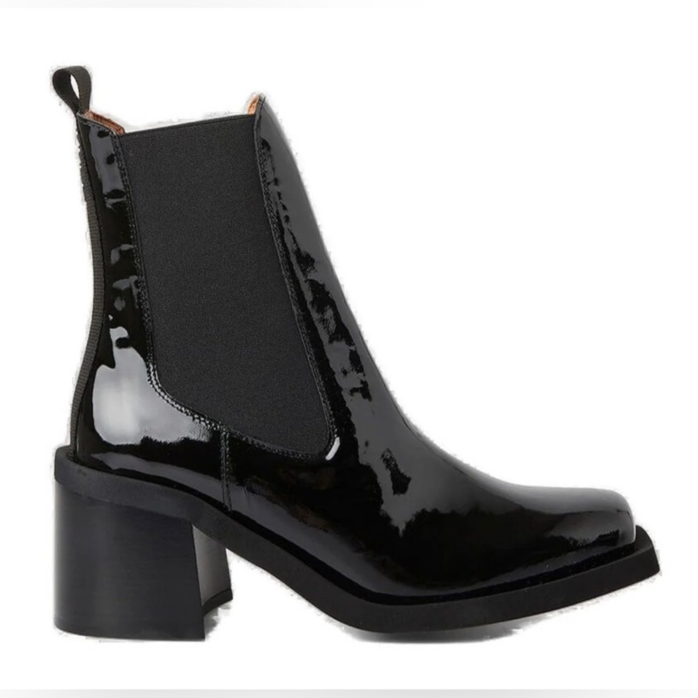 GANNI Patent Leather Mid-Calf Chelsea Boots size 39 - Picture 3 of 5